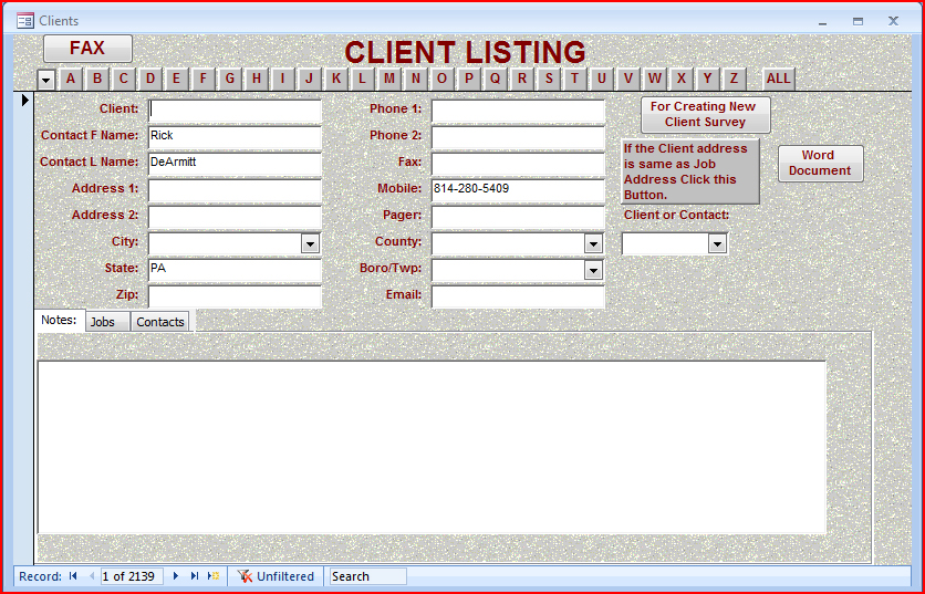 Time tracker client listing